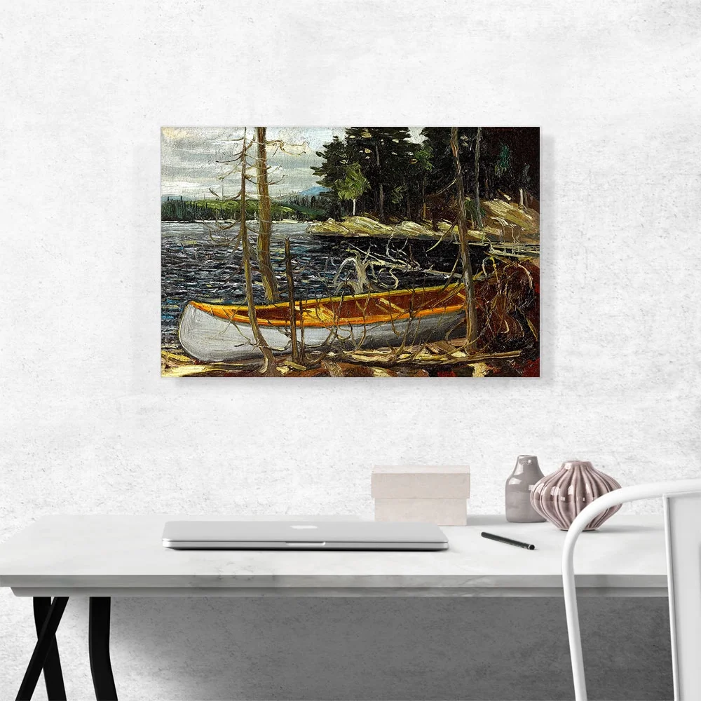 ARTCANVAS The Canoe Spring Or Fall 1912 Canvas Art Print by Tom Thomson - Size: 26