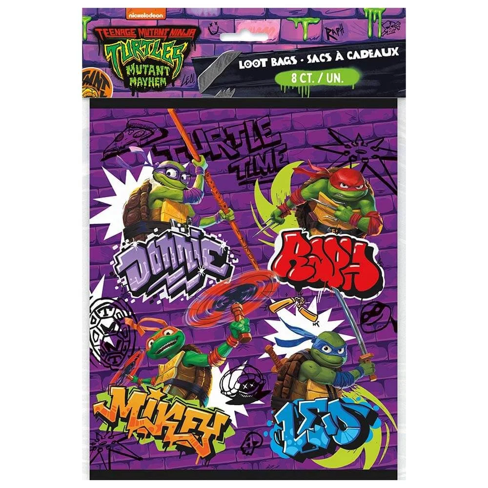Tmnt Mutant Mayhem Lootbags (8 Pk) - Party Supplies Decorations