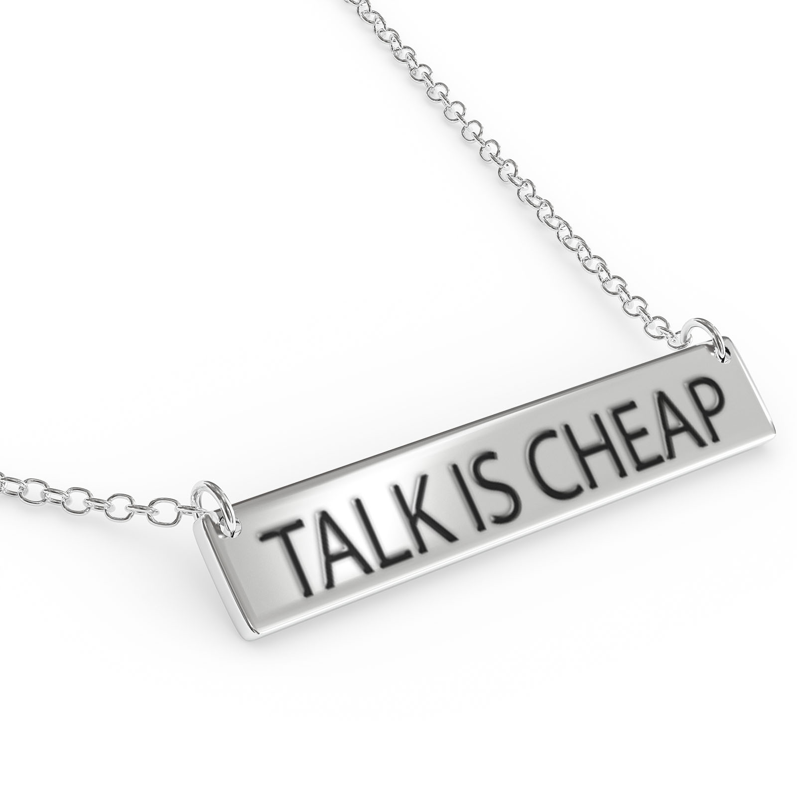 Talk Is Cheap Women's Bar Pendant Necklace Sterling Sliver
