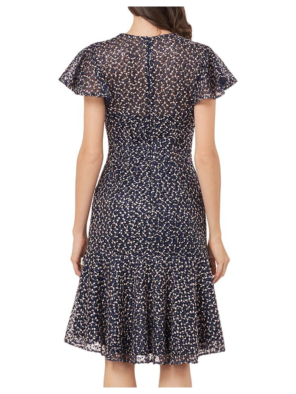 CARMEN MARC VALVO Womens Navy Short Sleeve V Neck Short Dress Size: 10