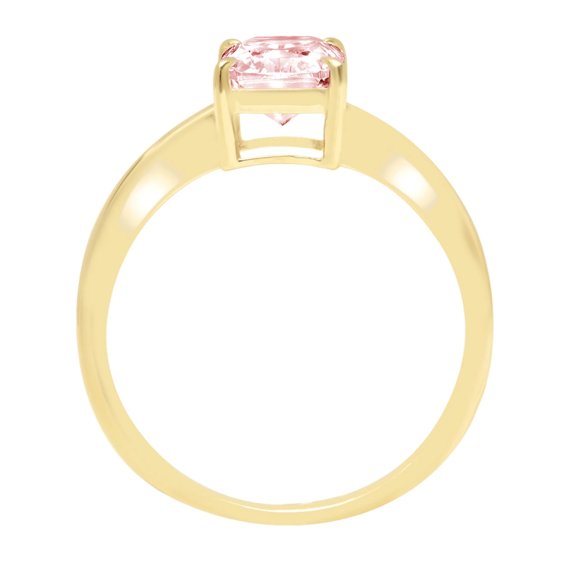 2.5ct radiant cut pink simulated diamond 18k yellow gold anniversary engagement ring size 10.5