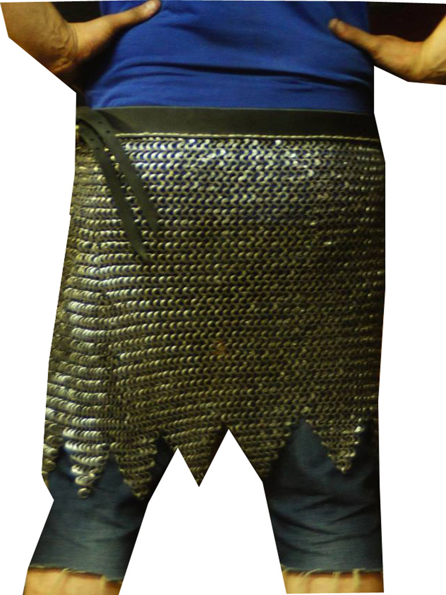 The Medievals Men Fancy Dress Chain Mail Skirt 10 MM ID Flat Riveted with Washer Armor SCA Viking - Natural Oiled Finish, 2x-Large