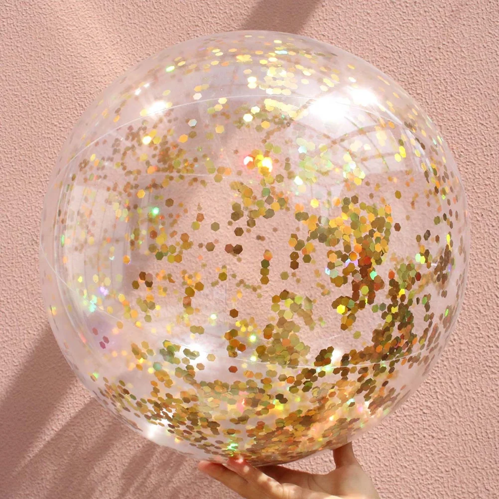 NUOLUX Ball Beach Balls Inflatable Pool Glitter Round Kids Transparent Water Clear Outdoor Sequin Rose Swimming Floating
