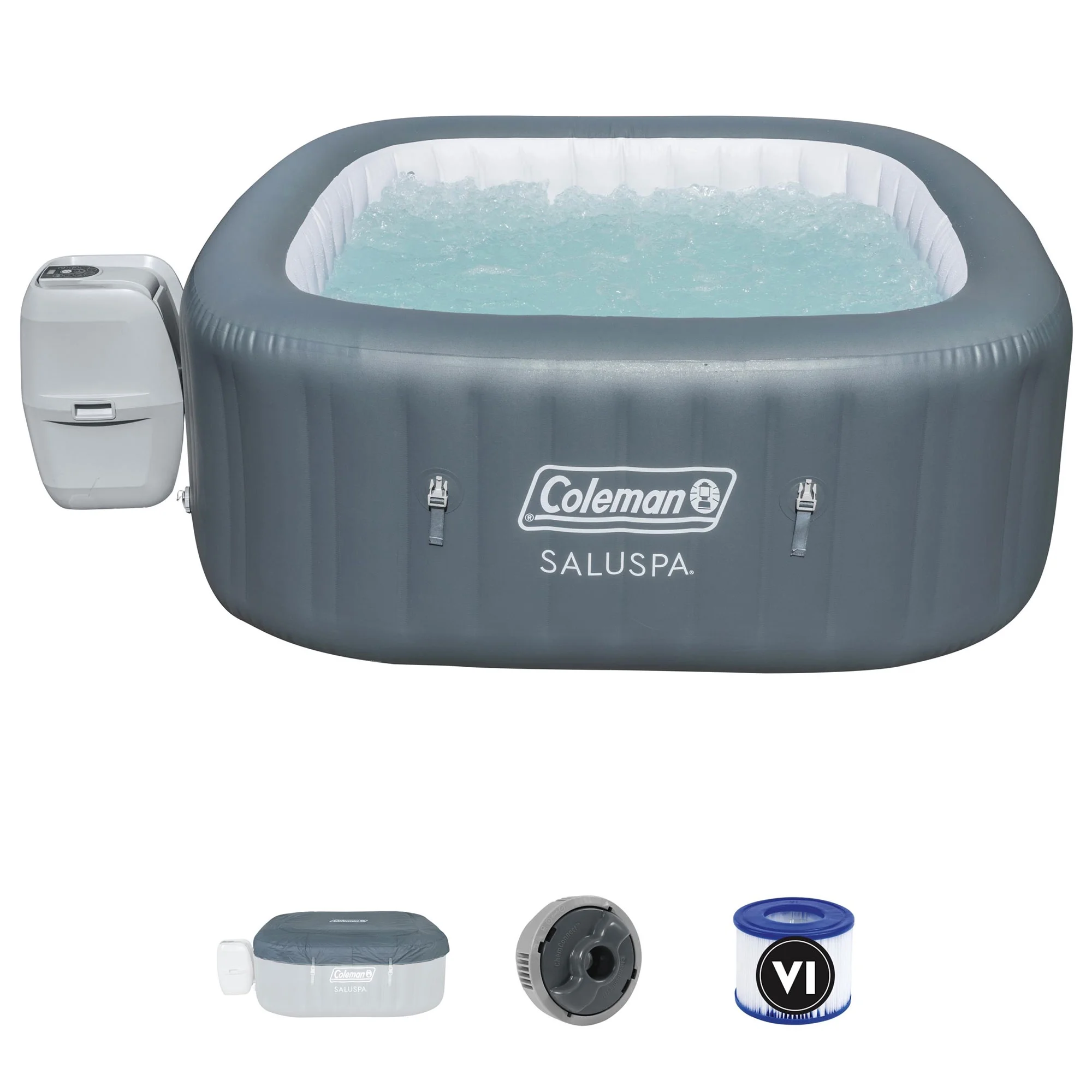 Coleman SaluSpa 6 Person Inflatable Hot Tub w/EnergySenseDuraPlus Spa Cover