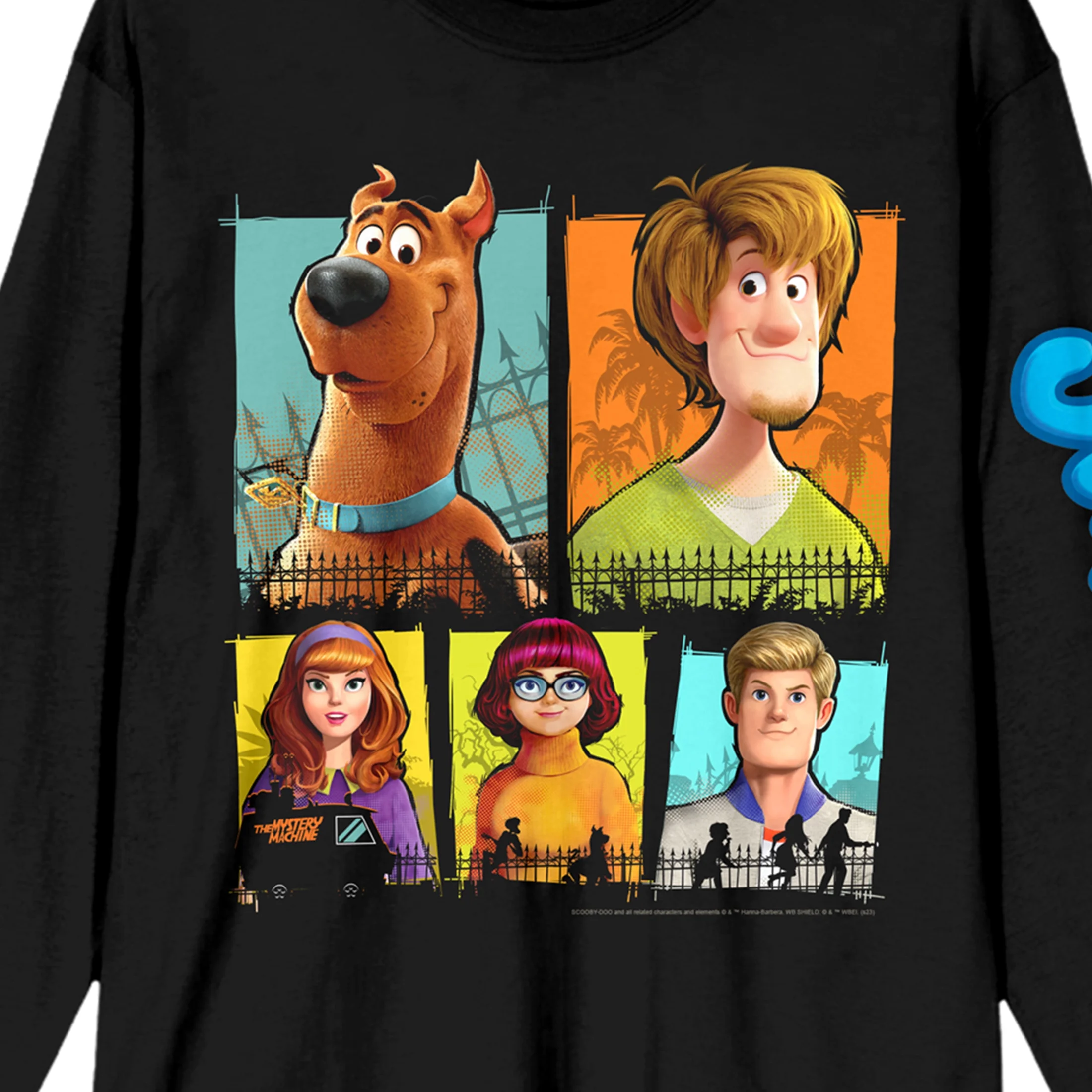 Scoob! Movie (2020) Grunge Characters Women's Black Long Sleeve Crew Neck Tee-XXL