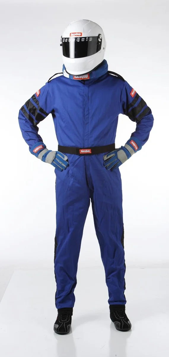 RaceQuip 110024RQP 110 Series 1-Pc Driving Suit SFI 3.2A/1 Blue/Black Medium-Tall