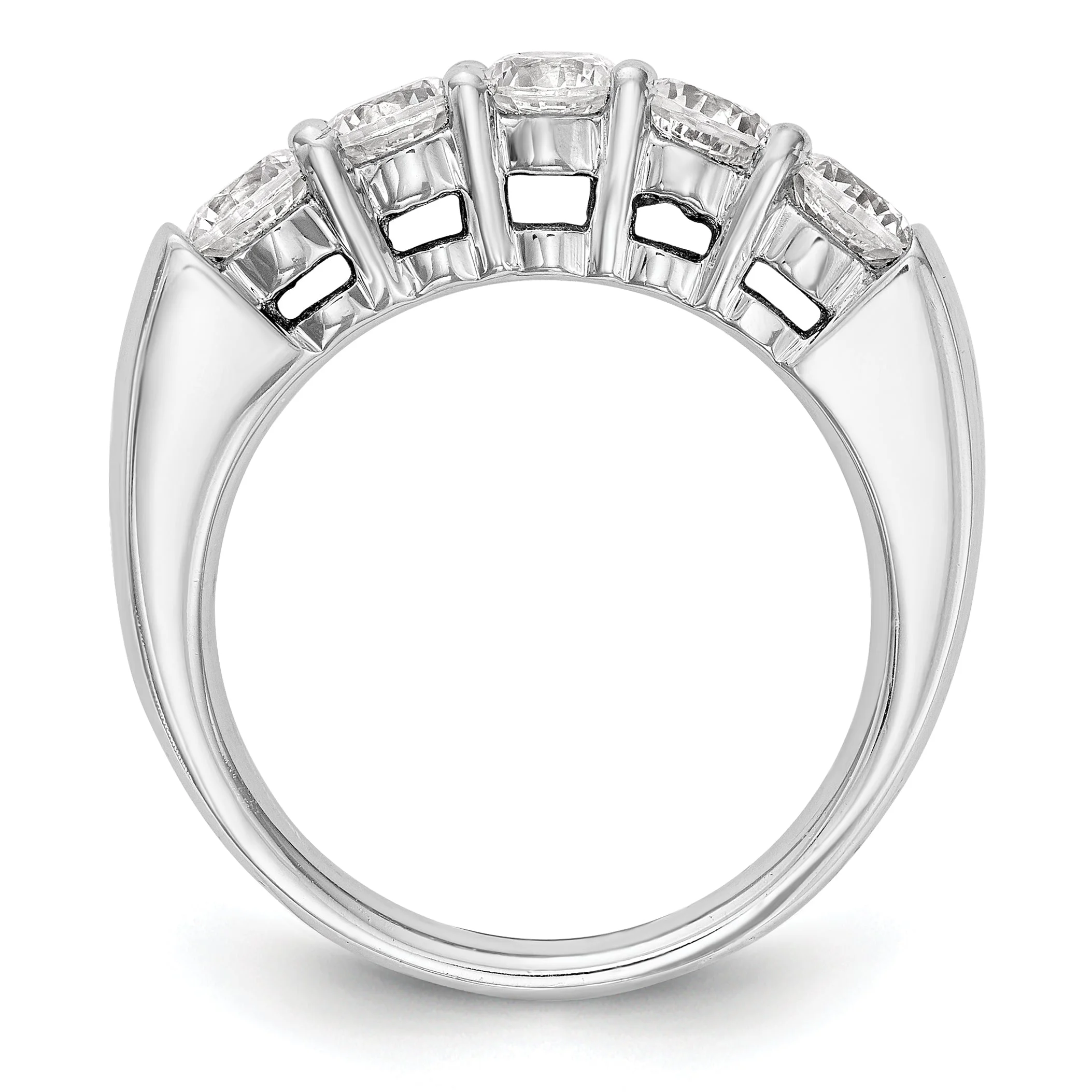 1.10ct. CZ Solid Real 14K White Gold 5-Stone Wedding Band Ring