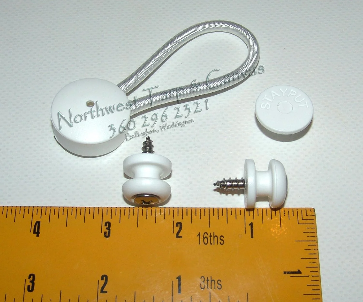 Bungee / Shock Cord Fastener's, White With White Surface Attachment, 4 Pcs
