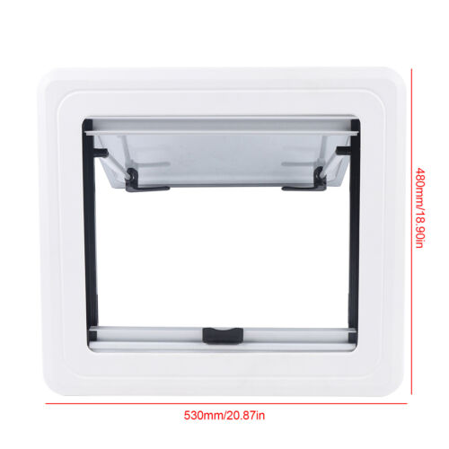 RV Caravan Hinged Push Out Window Camper Skylight Top-Hung Vent Hatch 450*500mm