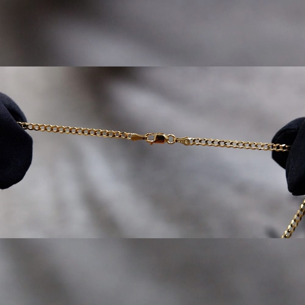 14k Solid Yellow Gold 2.5mm Cuban Curb Chain Necklace 16" 18" 20" 22" 24"