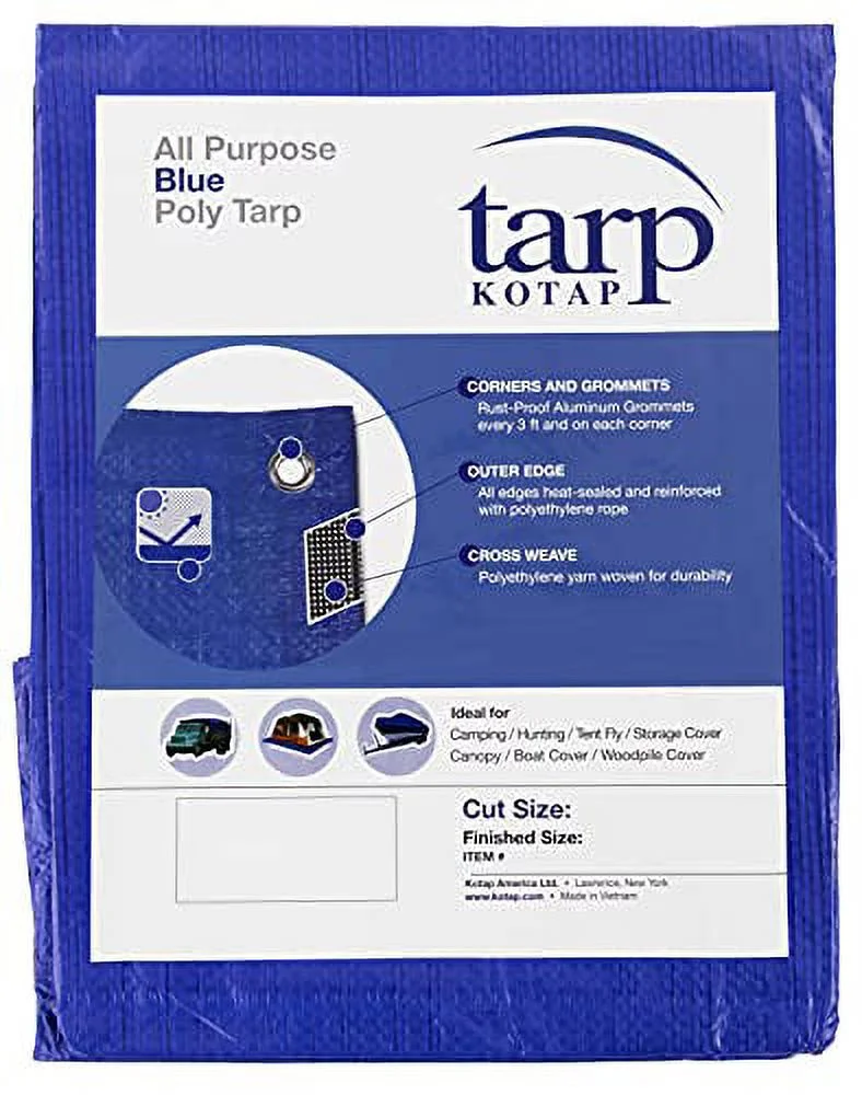 Kotap 12-ft x 20-ft General Purpose Blue Poly Tarp, Item: TRA-1220