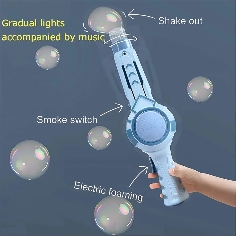 Elastic Smog Bubble Machine, Magic Smoke Bubble Machine Bubble Wand with Gloves,Music Bubble Gift Summer Must Have (Bubble Stick-Blue)
