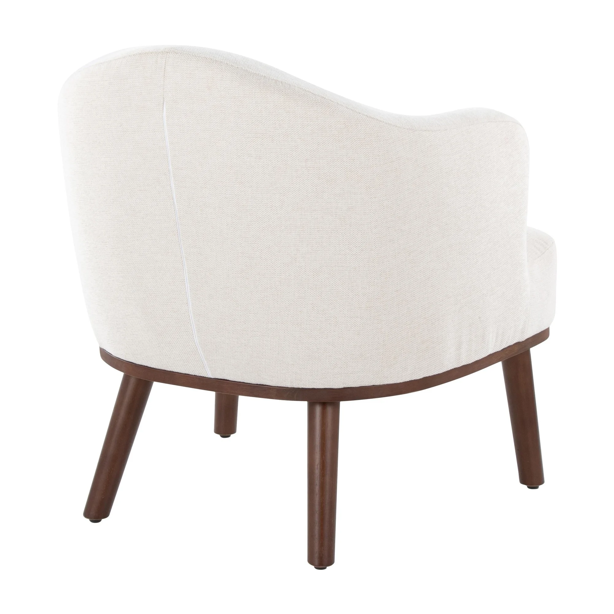 Ahoy Mid-Century Modern Accent Chair in Walnut Wood and Cream Fabric by LumiSource
