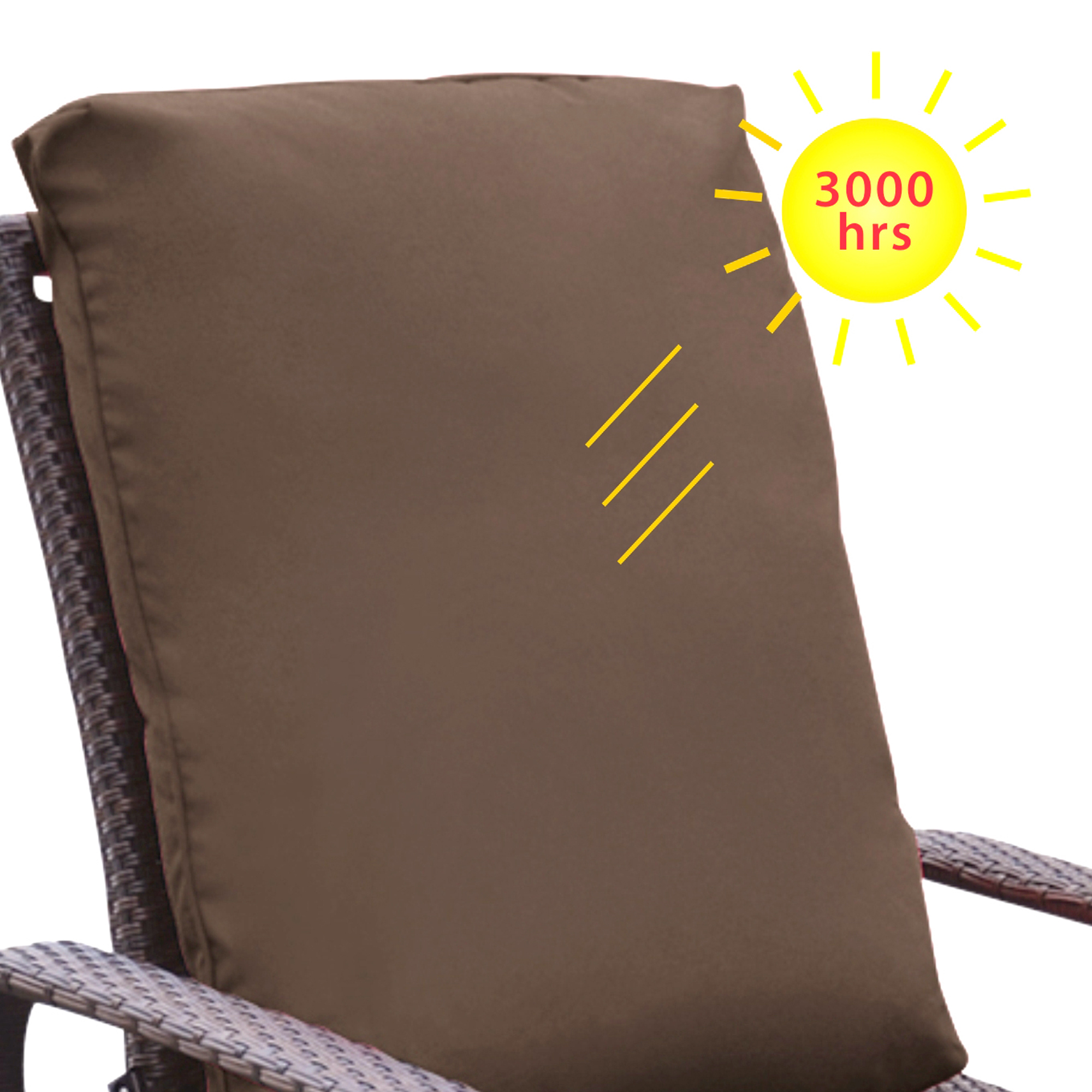 Skypatio Outdoor Recliner Replacement Cushion, UV Protected, Fade Protected, and Waterproof(Cover Can Be Replaced), Brown