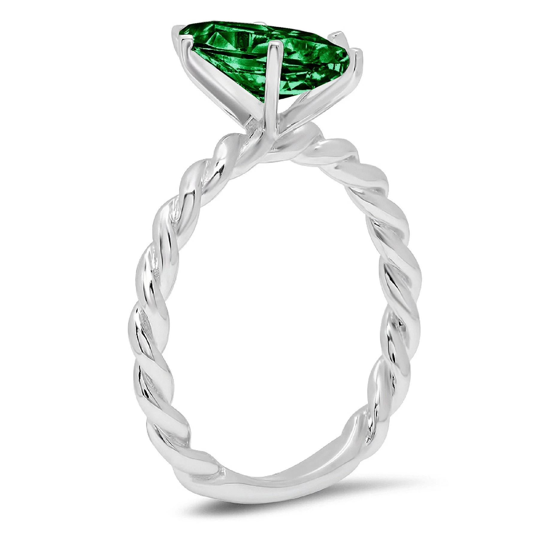 2ct heart cut green simulated emerald 18k white gold anniversary engagement ring size 10.5
