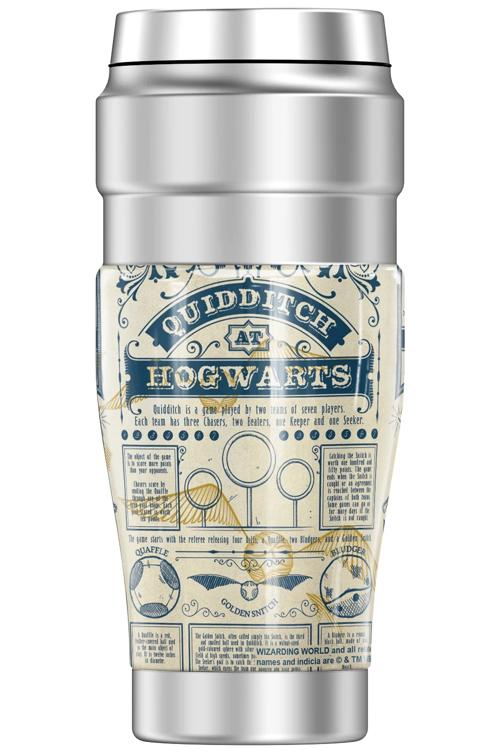 Harry Potter Quidditch Rules Pattern THERMOS STAINLESS KING Stainless Steel Travel Tumbler, Vacuum insulated & Double Wall, 16oz