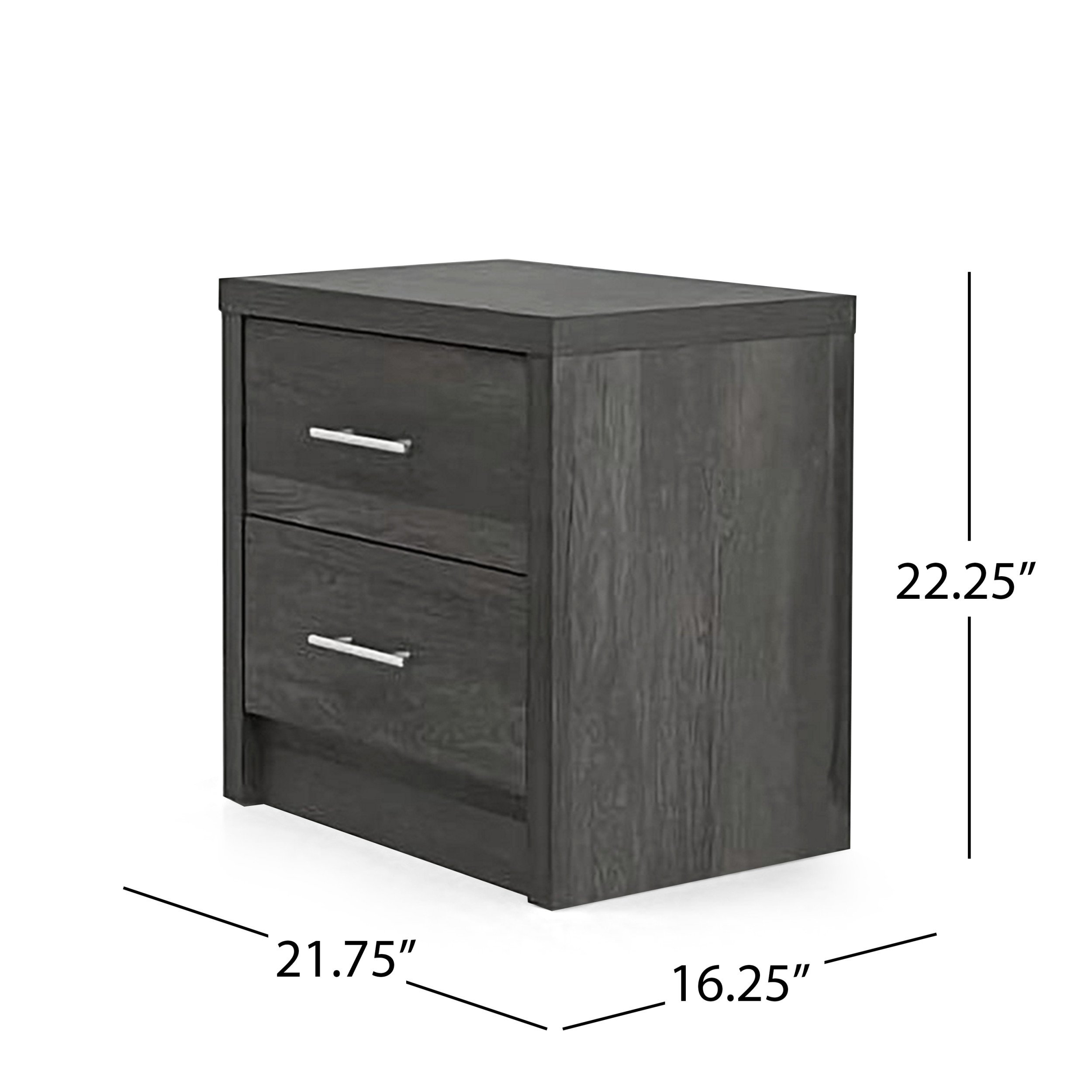 Noble House Alachua Faux Wood 2 Drawer Nightstand, Gray Maple