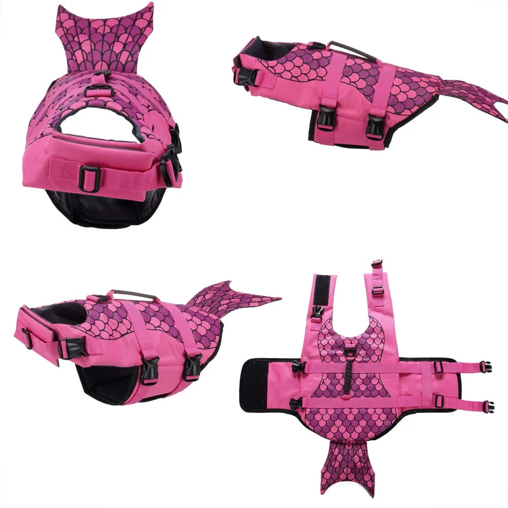 BT Bear Dog Life Jacket,Pet Swiming Safety Vest Reflective Adjustable Life Preserver with Rescue Handle for Dogs (S, Rose Red)