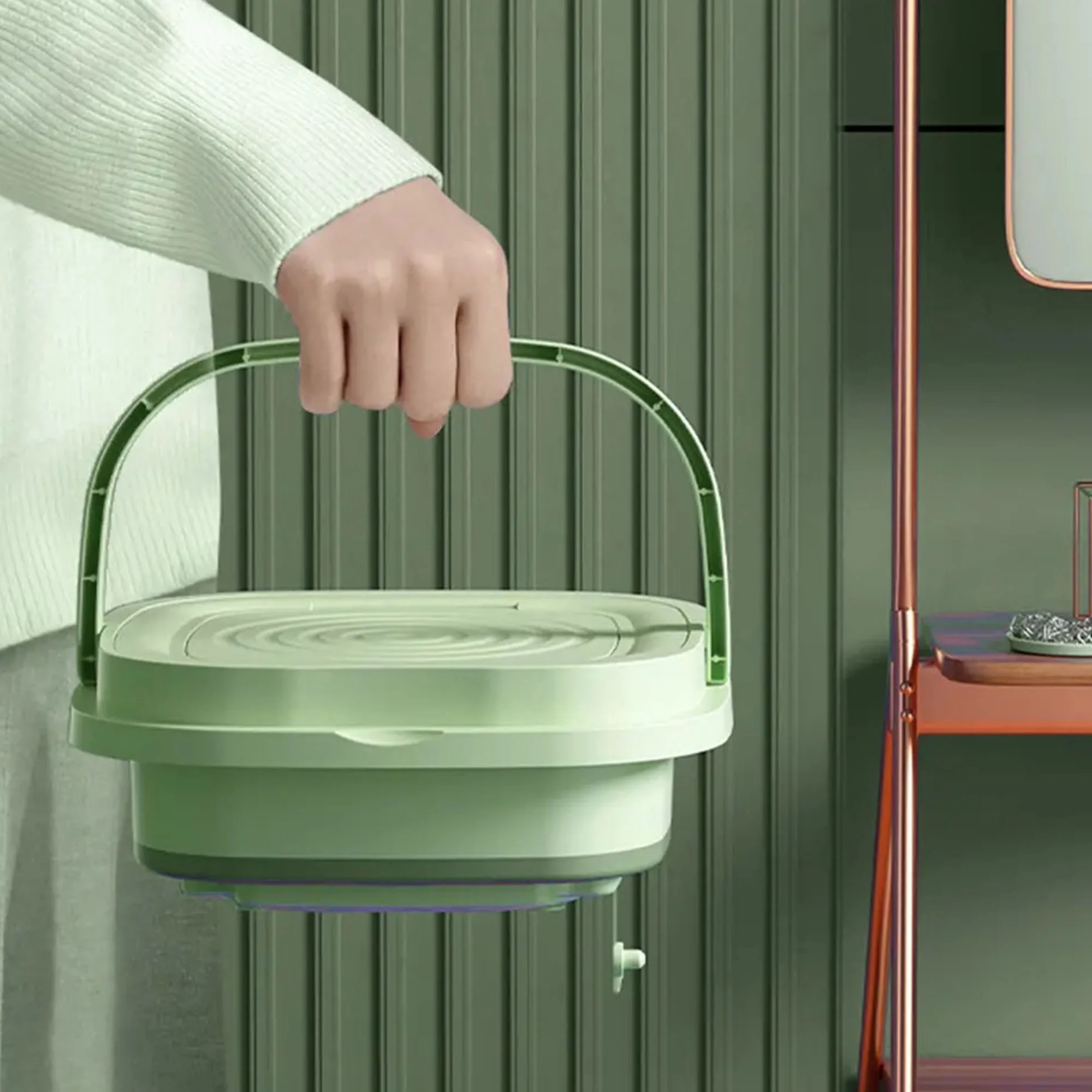 2023 New 8L High-Capacity Portable Washing Machine - Auto Environment-Friendly Cleaner for Underwear, Socks Features Deep Cleaning & Soft Spin Dry Modes! Ideal for Home Use(green）