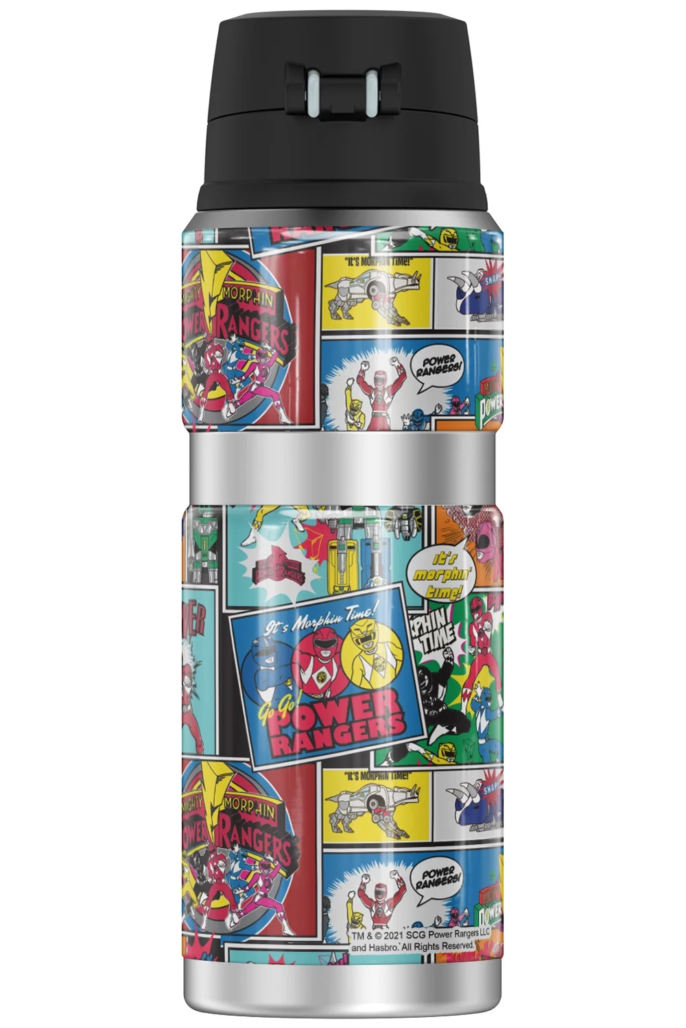Power Rangers Power Rangers Comic Collage THERMOS STAINLESS KING Stainless Steel Drink Bottle, Vacuum insulated & Double Wall, 24oz