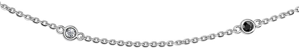 Petite Black & White Diamond by the Yard 11 Stations Necklace 0.35 ct tw 14K White Gold.18 Inches Length