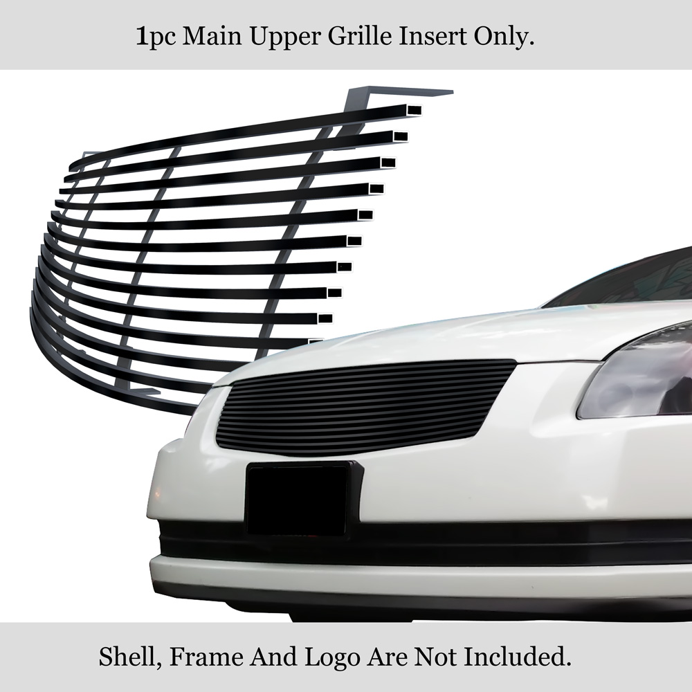 APS Compatible with Nissan Maxima 2004-2006 Main Upper Stainless Steel Black Horizontal Billet Grille Insert N85408J