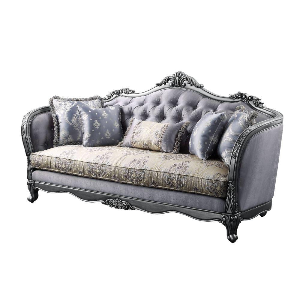 Luxury Lustrous Fabric & Platinum Ariadne Sofa Set 2 Pcs 55345 ACME Traditional