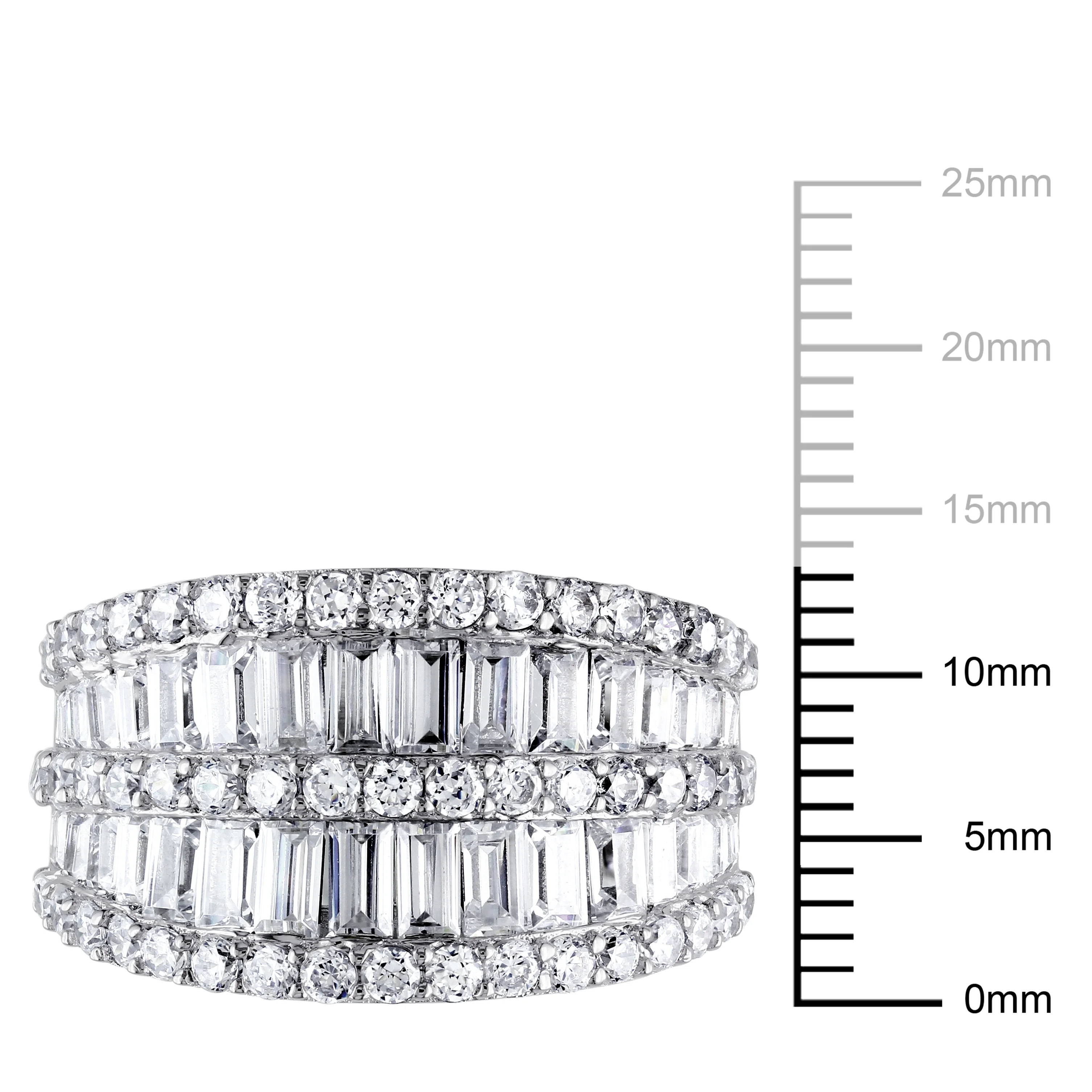 6 Carat T.G.W. Baguette-Cut Cubic Zirconia Sterling Silver Cocktail Ring
