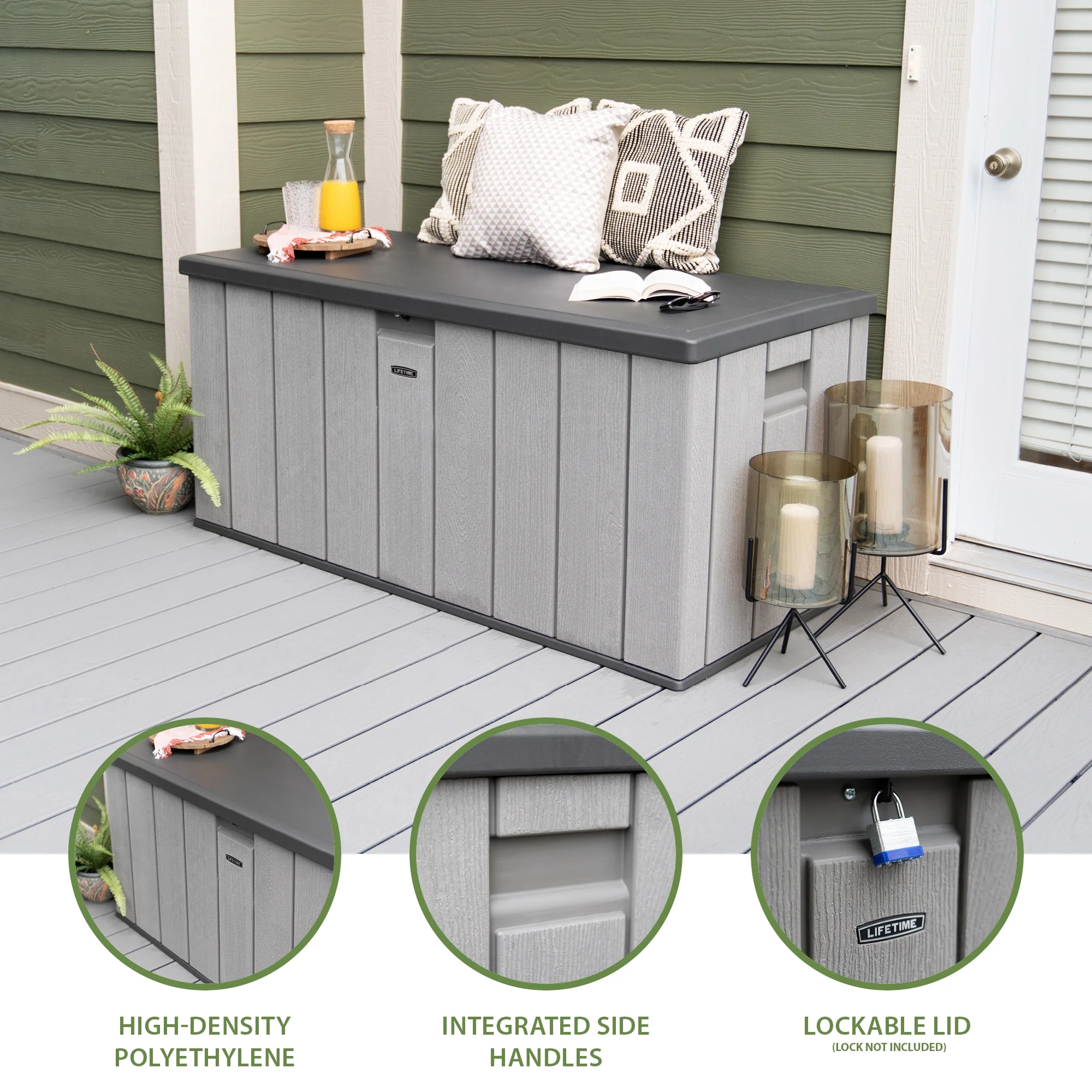 Lifetime 150 Gallon Outdoor Storage Deck Box, Storm Dust Gray (60340)