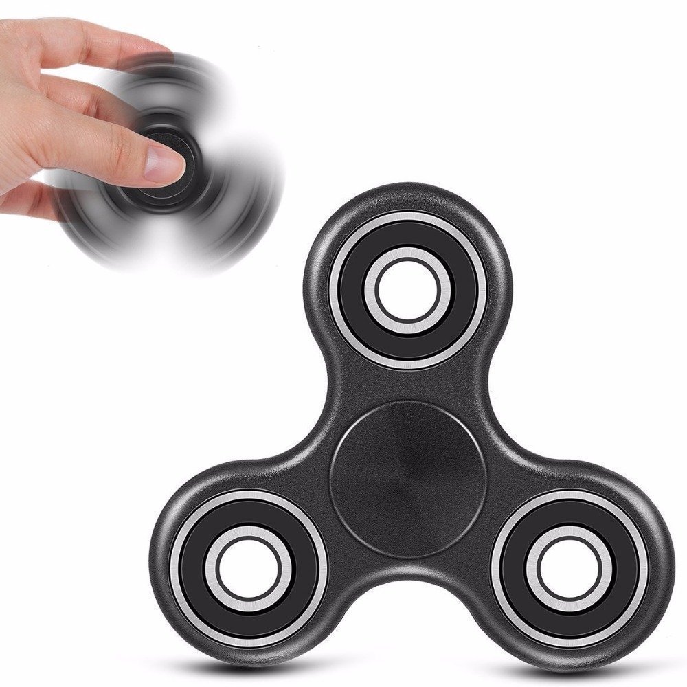 Tri-Fidget Hand Spinner, SOATUTO Ultra Fast Bearings, Finger Toy, Great Gift for ADD, ADHD, Anxiety, and Autism Adult Children (Black)