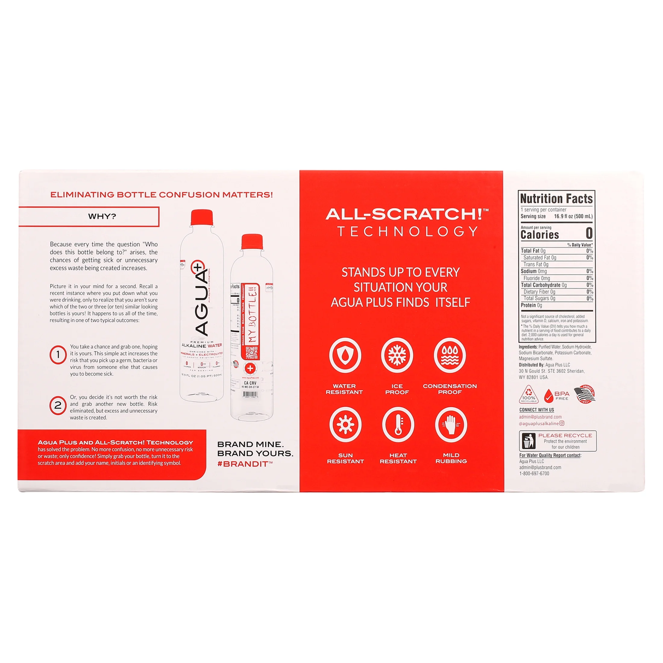 Agua Plus Premium Alkaline Water, 16.9 fl oz Bottles (Count of 24)