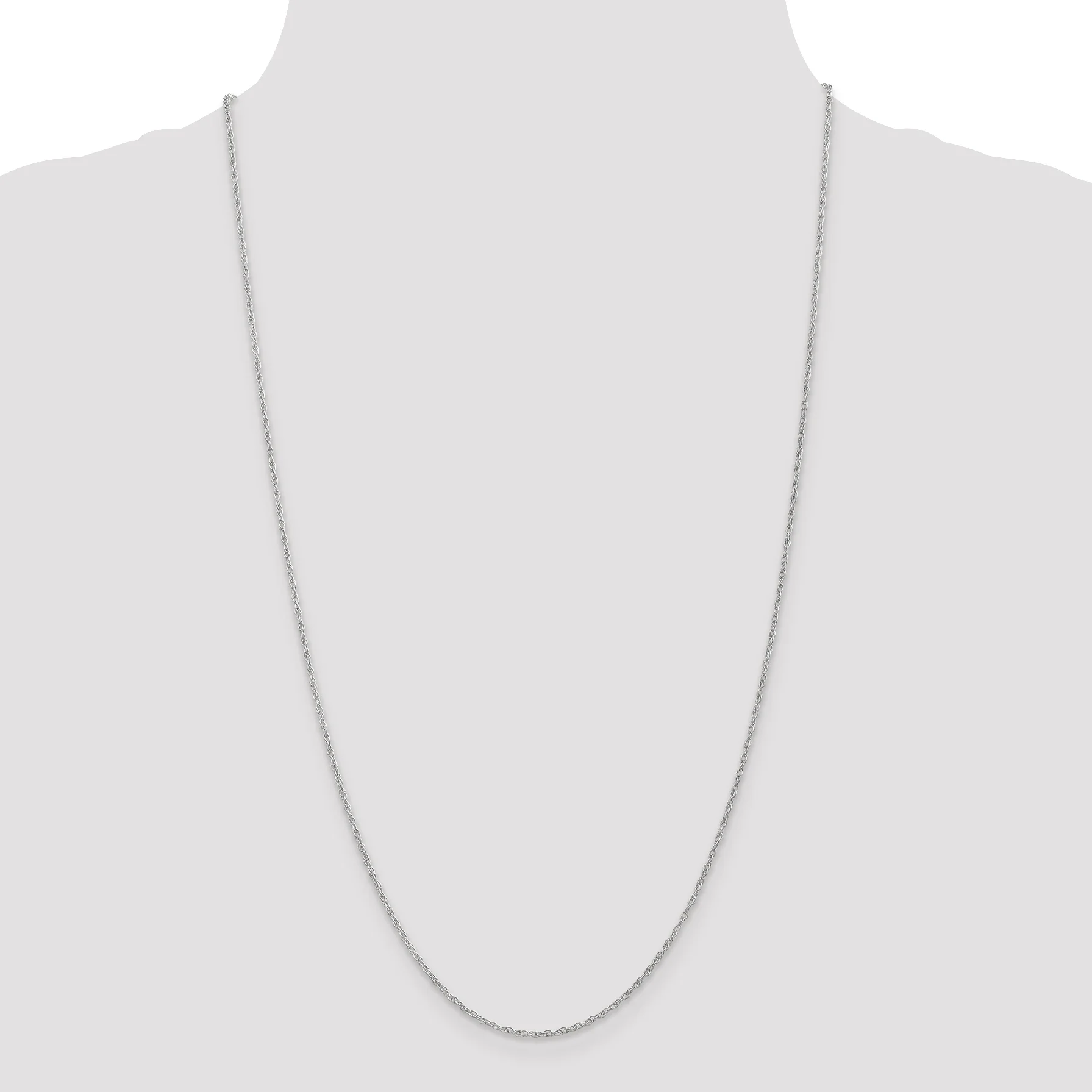 Saris and Things 10K White Gold 1.3mm Heavy-Baby Rope Chain
