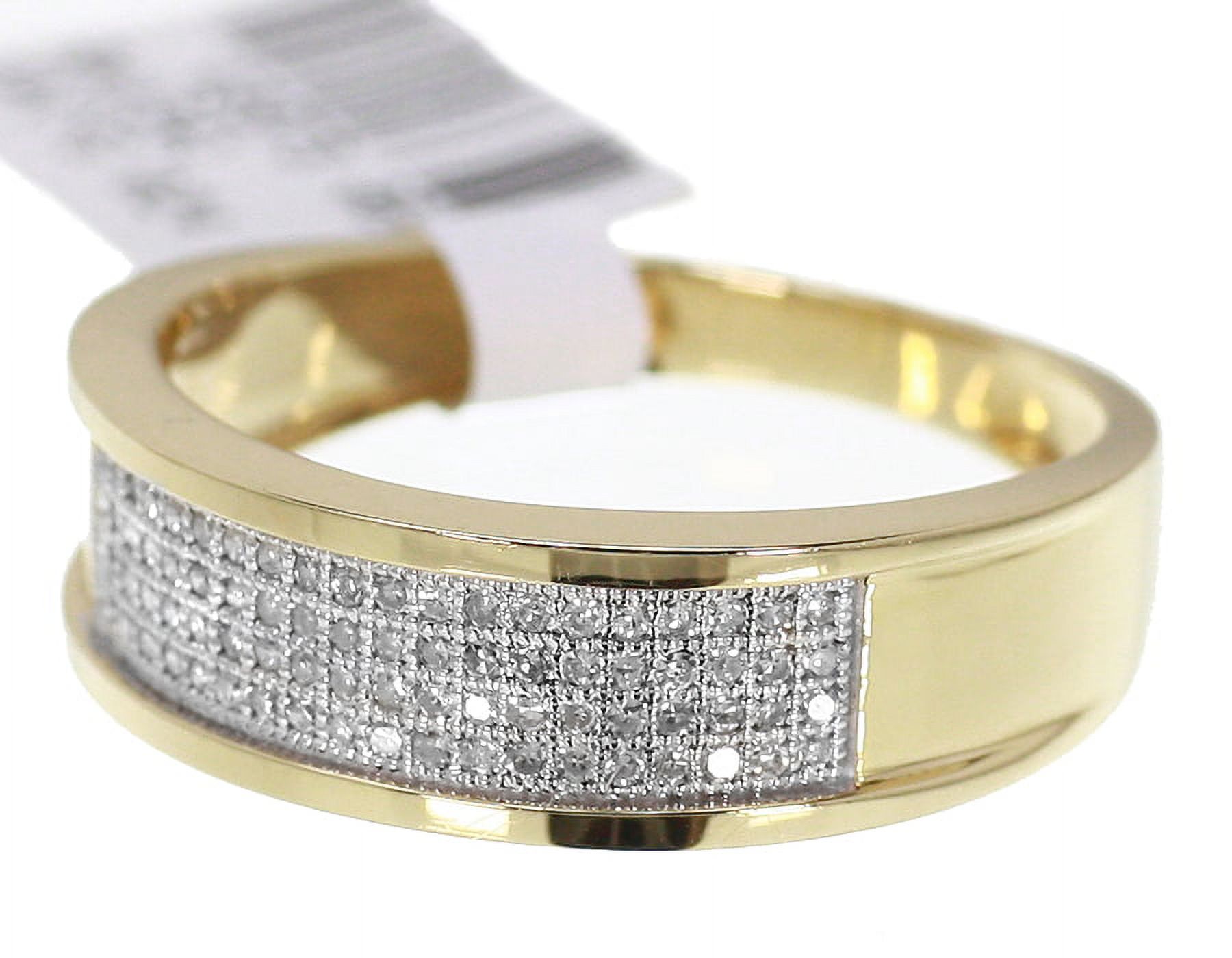 Mens Pave Diamond Ring in 10K Yellow Gold  (0.40 Ct)