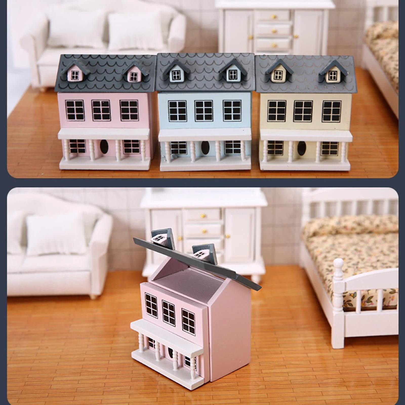 VIEGINE Miniature Villa House Dollhouse House Model Girls Pretend Kitchen Furniture Toy for 1:12 DIY Doll House Bjd Dolls Accs
