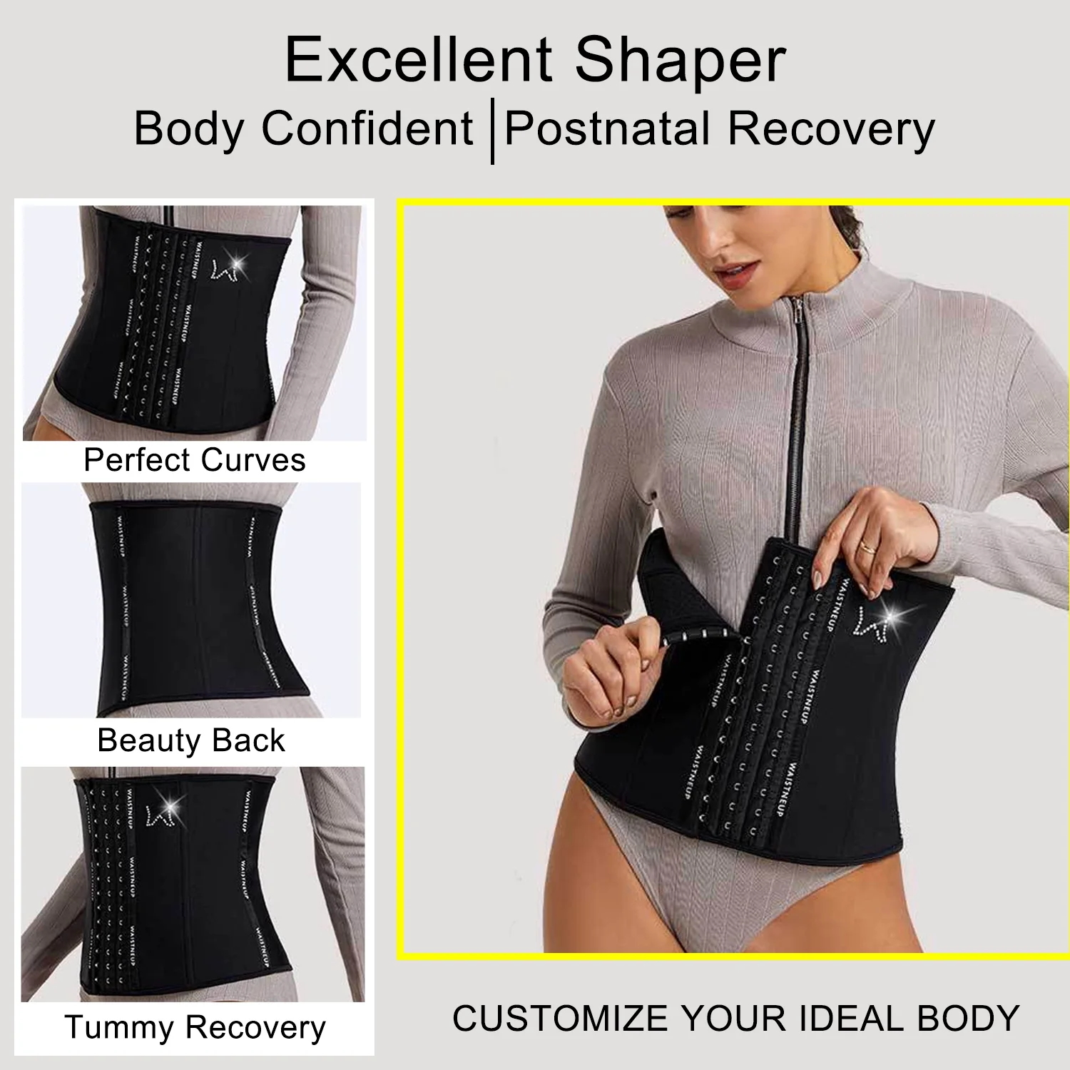 TUOY Corset Waist Trainer for Women Tummy Control Body Shaper Workout Shapewear for Men