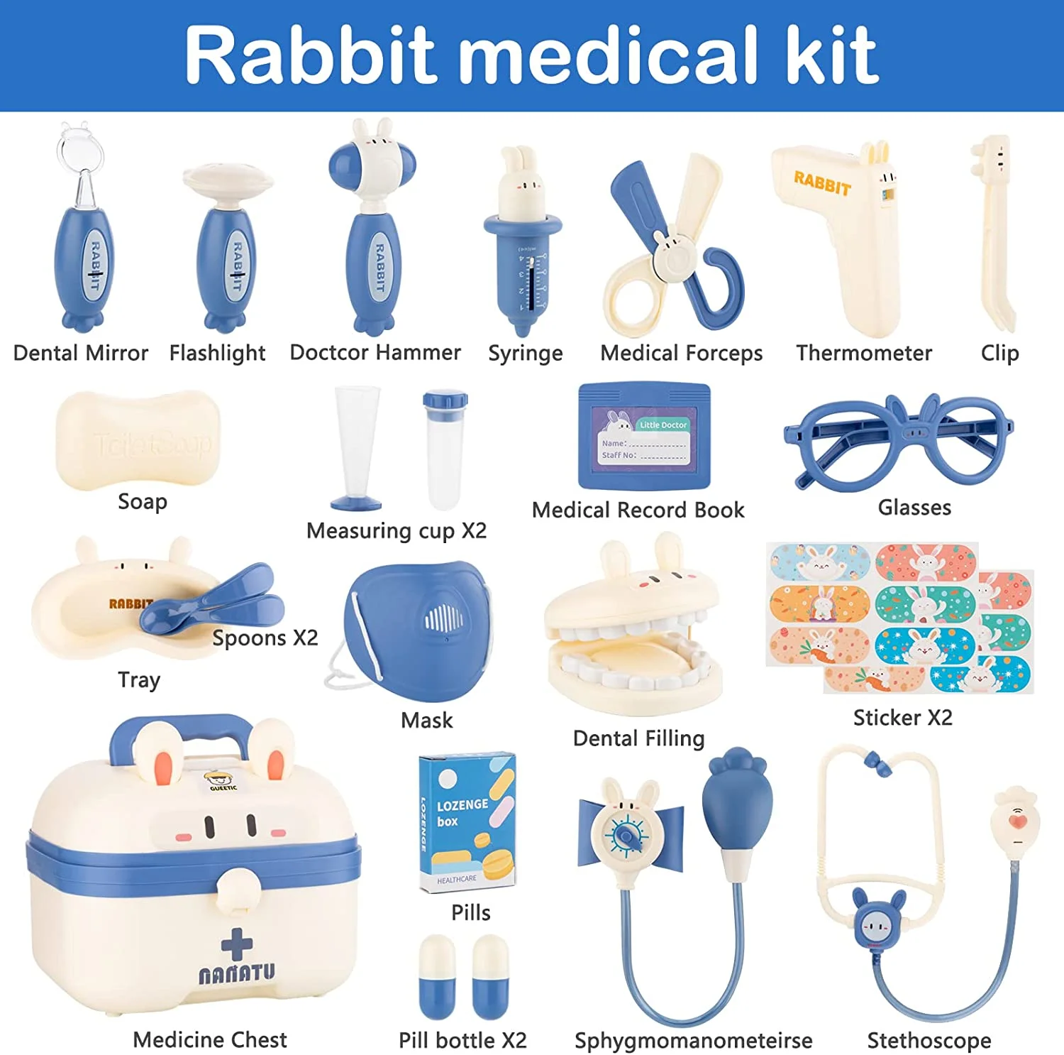 Dentist Playdough Set for Kids, 21 Piece Pretend Toy with Dough for Boys and Girls Ages 3-8 (White)