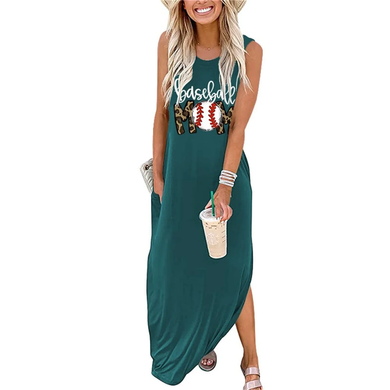 SZXZYGS Dresses for Women 2024 Party Petite Summer Dress for Women Baseball Mom Gift Tshirt Dresses Graphic Printed Casual Dress Long Sundress 2024 Women Dresses