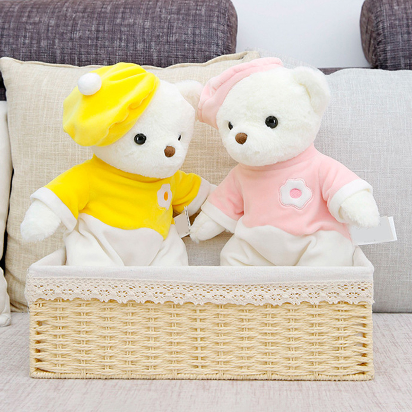 Eastshop Stuffed Doll Lovely Colorful Egg Yolk Cap Design Teddy Bear Plush Doll for Children