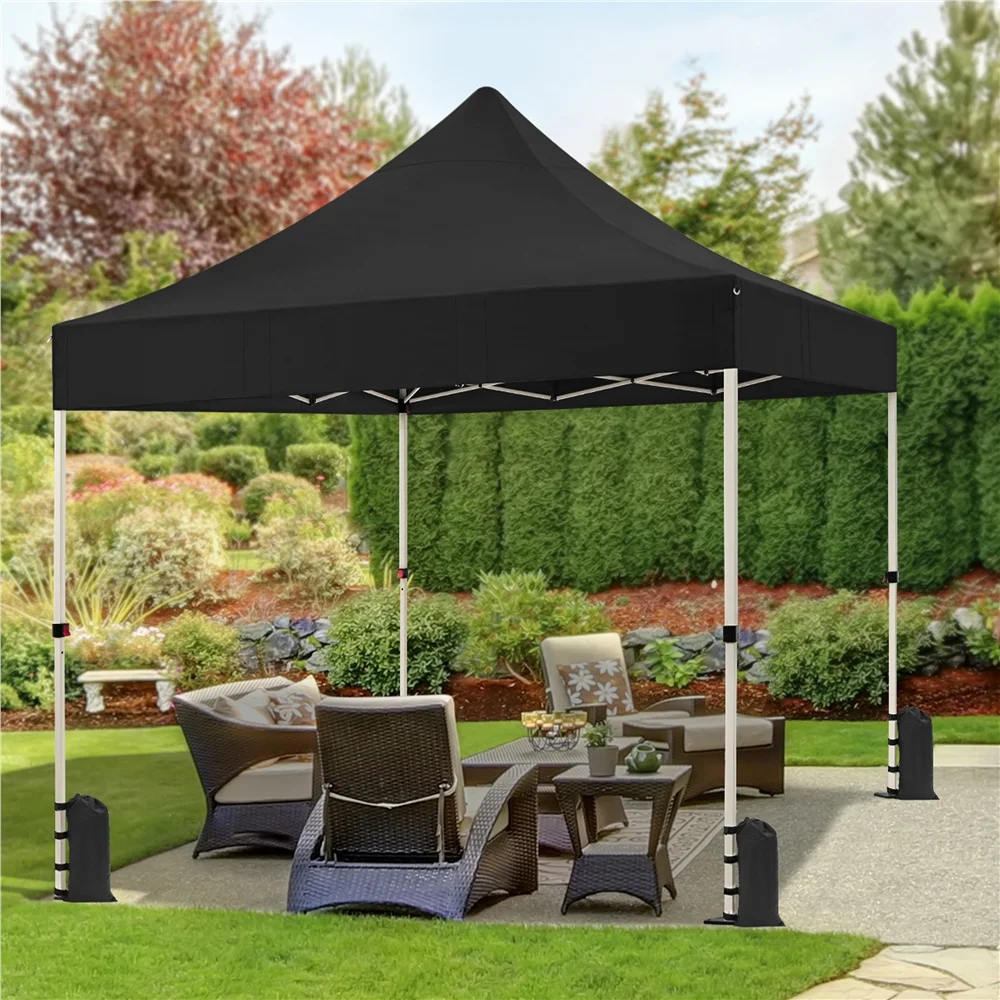 Topeakmart 10 FT Pop-up Canopy with Roller Bag and Sandbags, Black