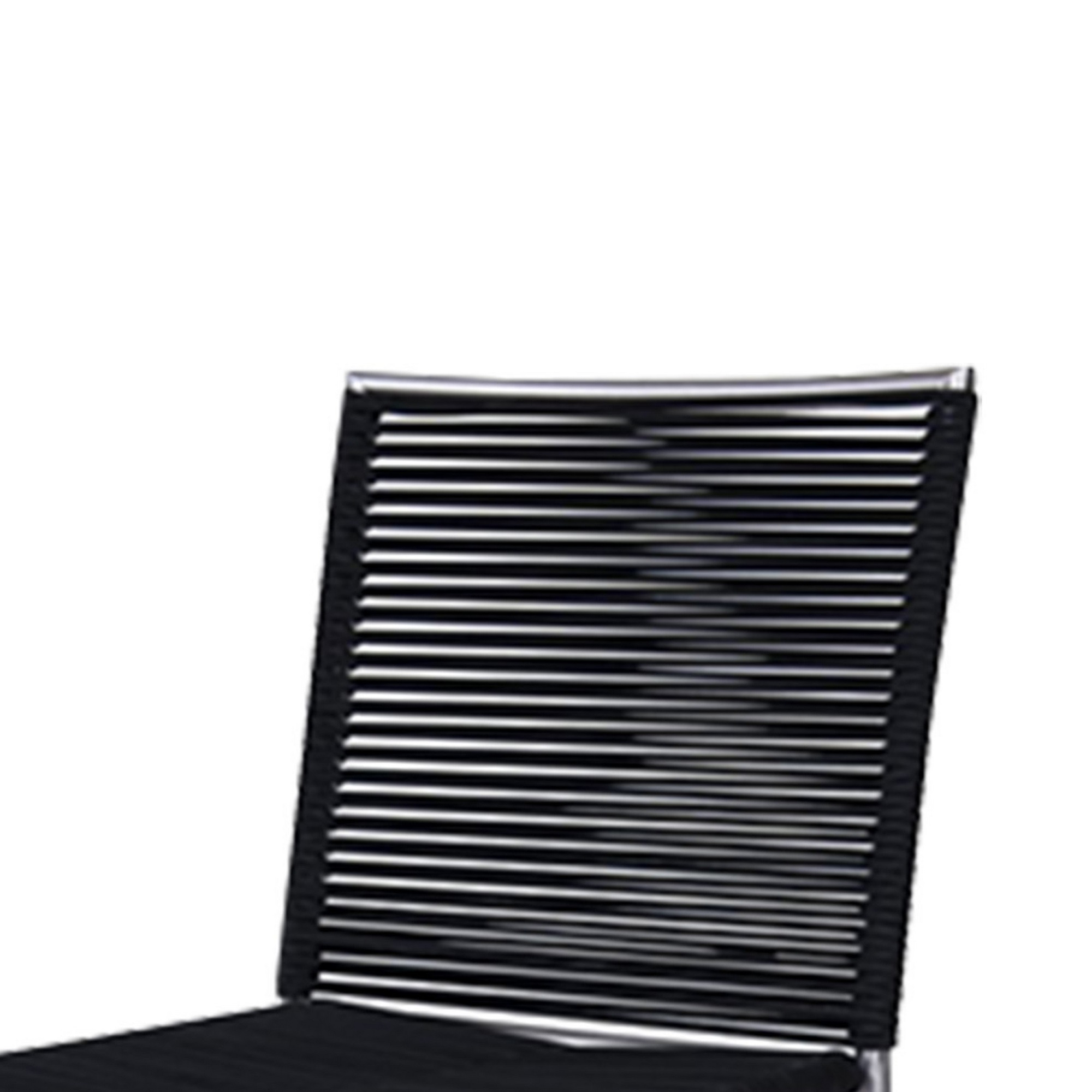 Benjara  40 in. Outdoor Counter Height Stool with Bungee Cord Seat, Gray, Steel & Black