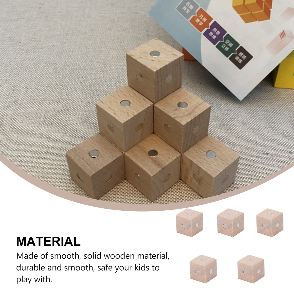 10 pcs  Magnetic Wooden Building Blocks Square Blocks Cube Blocks Magnet Toys