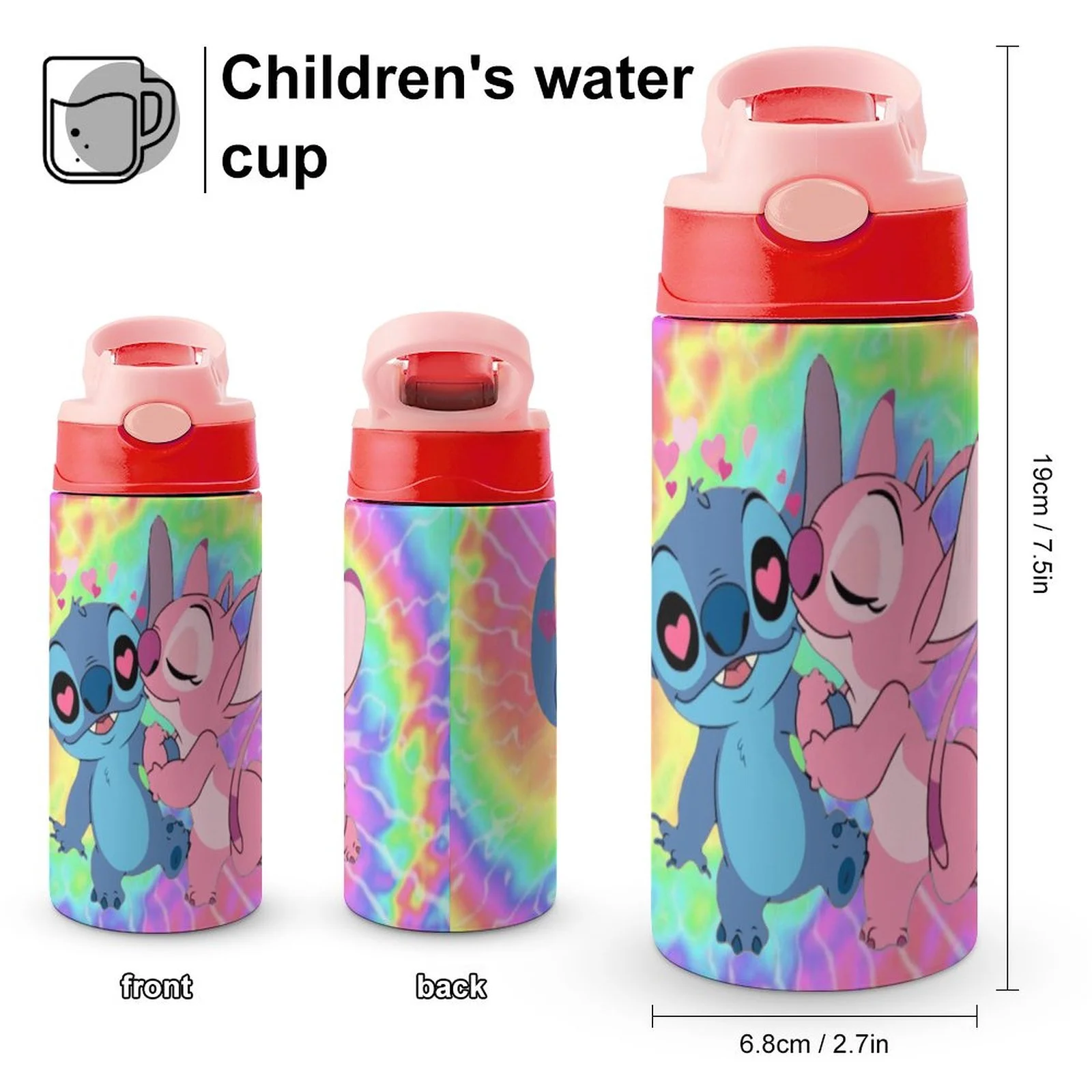 Stitch Children's Water Bottle Vacuum Insulated Stainless Steel Cup With Straw Toddler Thermoses