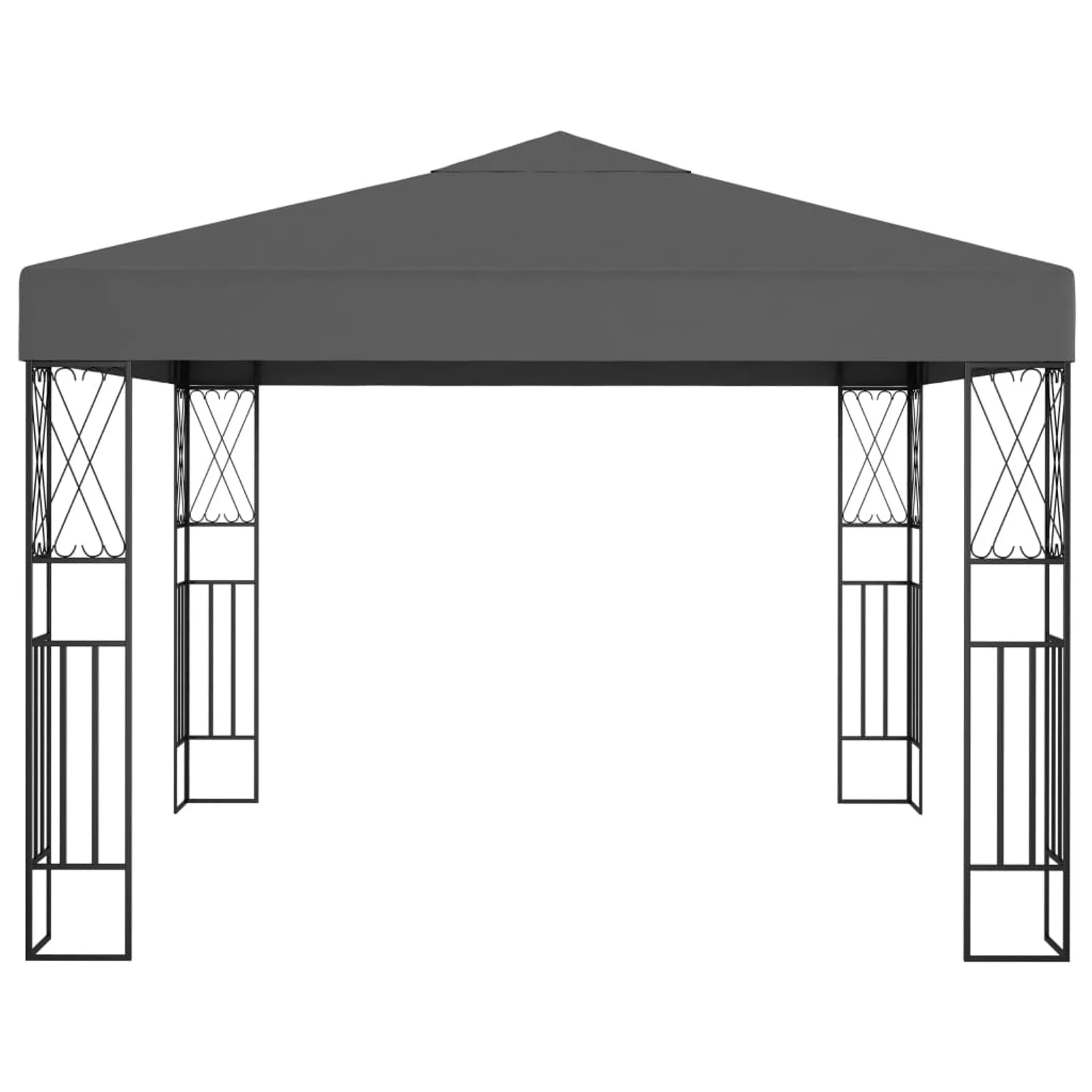 Anself Party Tent Outdoor Gazebo Steel Frame Fabric Sunshade Shelter Canopy Anthracite for Backyard, Yard, Wedding, BBQ, Camping, Festival, Shows 9.8ft x 9.8ft x 8.5ft (L x W x H)