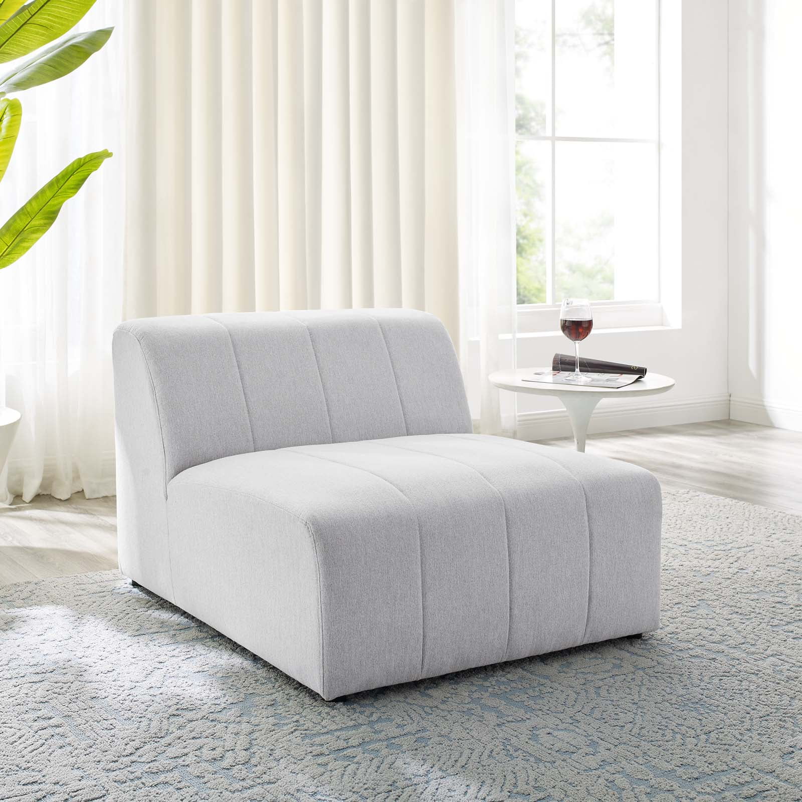 Sofa Middle Chair, Fabric, Ivory White, Modern Contemporary Urban Design, Living Lounge Room Hotel Lobby Hospitality