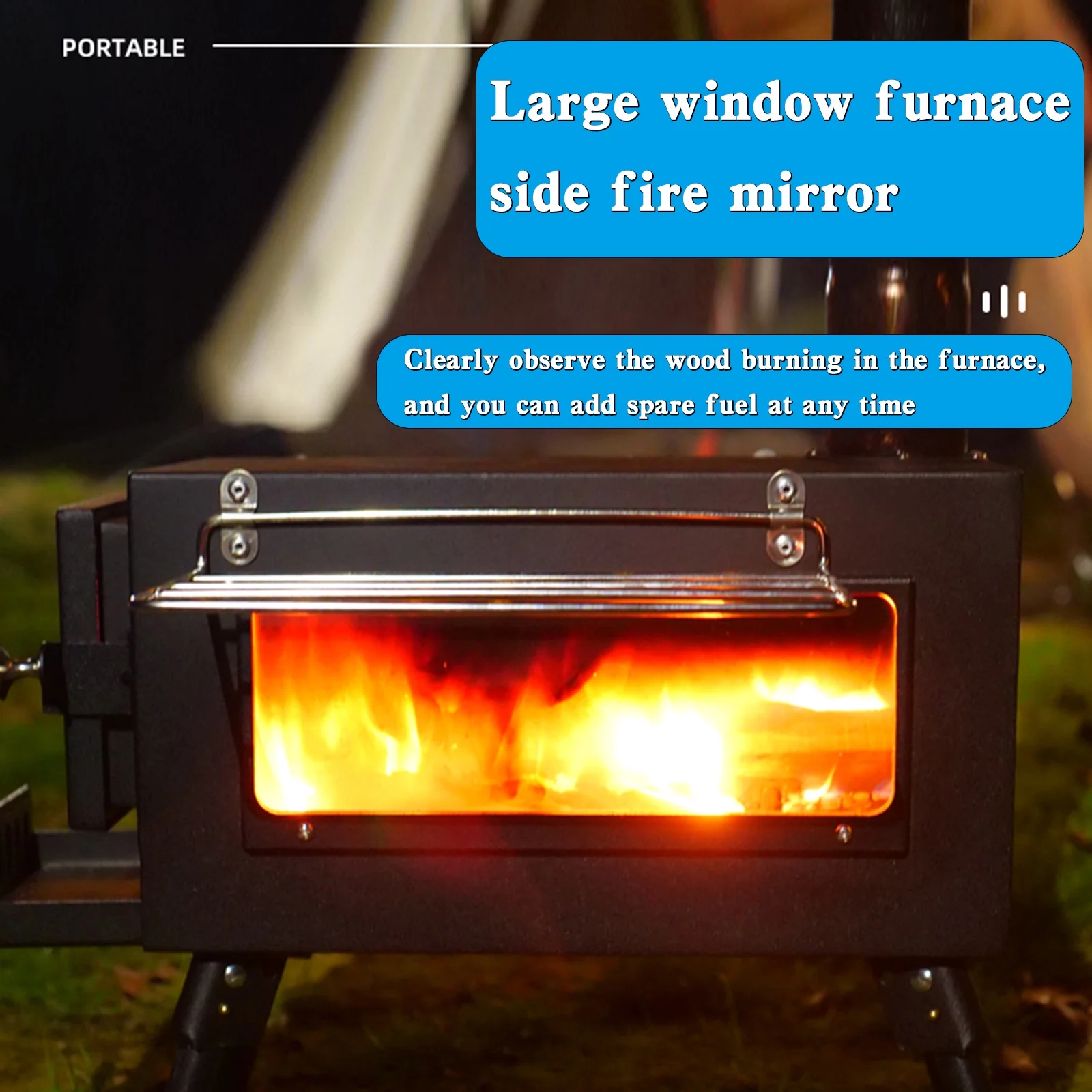 Motor Genic Camping Wood Stove - Portable Outdoor Tent Stove with with Pipe, Heating Burner Stove for Ice-fishing, Camping, Cookout, Hiking, Travel