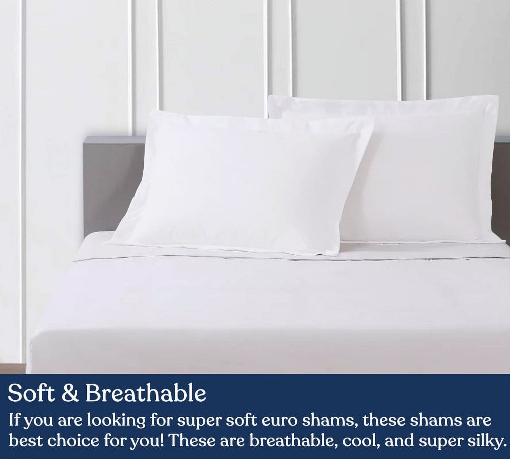 Delara GOTS Certified 100% Organic Cotton Euro Sham Pack of 2, 400 Thread Count, Long Staple Cotton, Ultra Soft, Silky, Moisture-Wicking, Smooth & Breathable, High-Quality Euro Sham