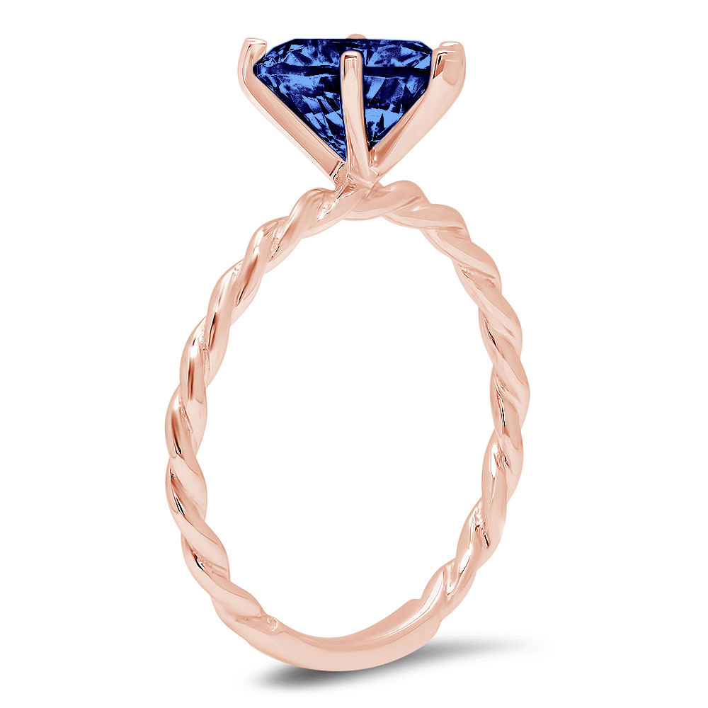 2.0ct heart cut blue simulated tanzanite 18k rose gold anniversary engagement ring size 10.5