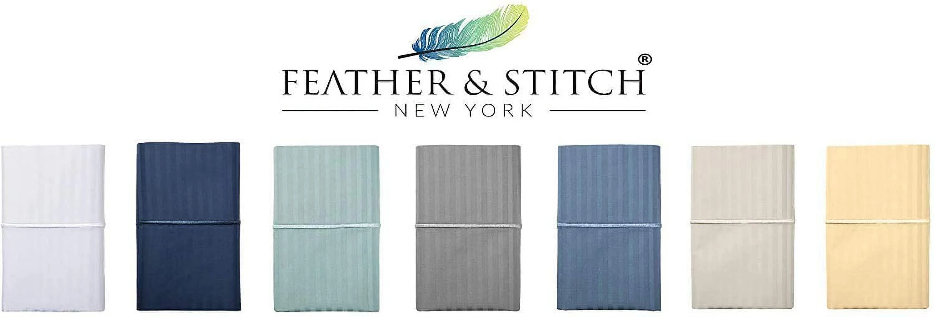 Feather & Stitch 2 Piece Pillowcase Set King Size Maple 100% Cotton Damask Stripe Pillow Cases 500 Thread Count 20x40 Inches Ultra Soft Luxury Sateen Weave Bed Pillow Covers