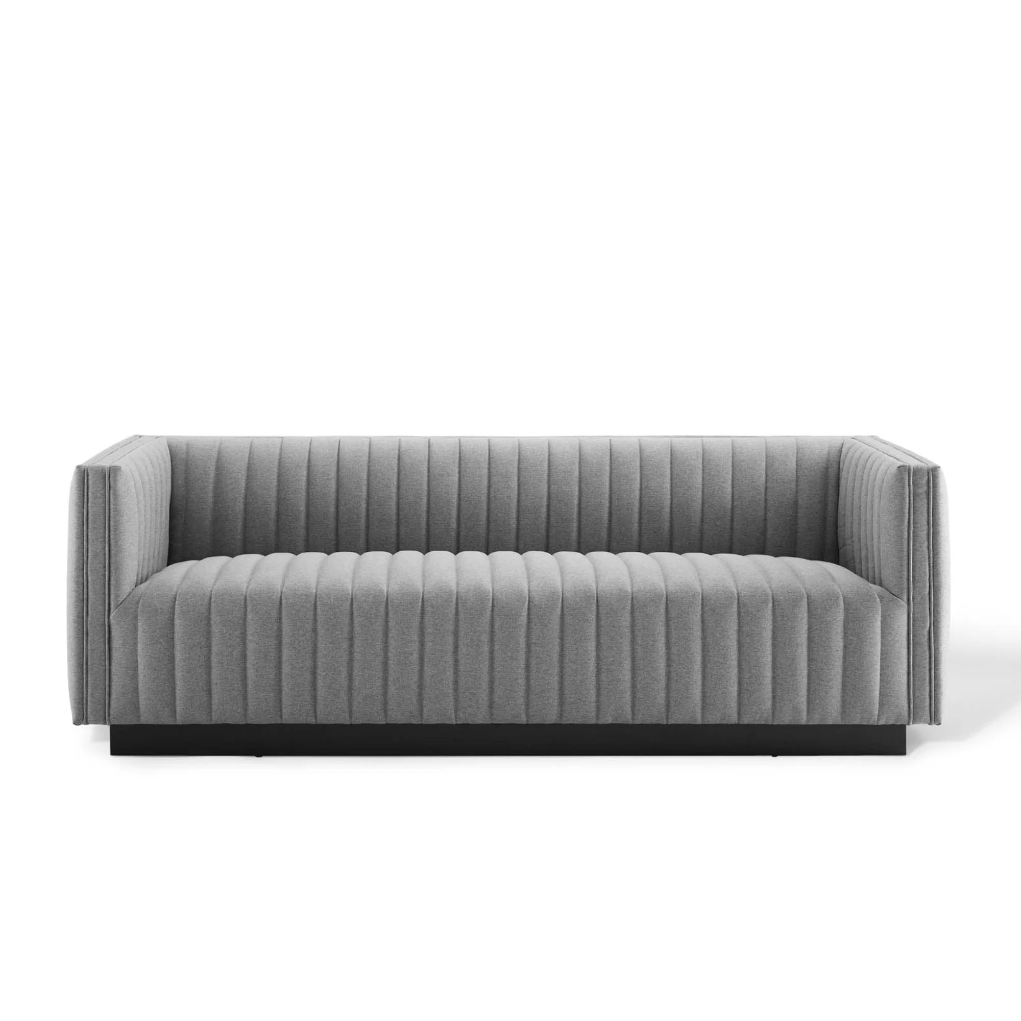 Perception Tufted Upholstered Fabric Sofa in Light Gray