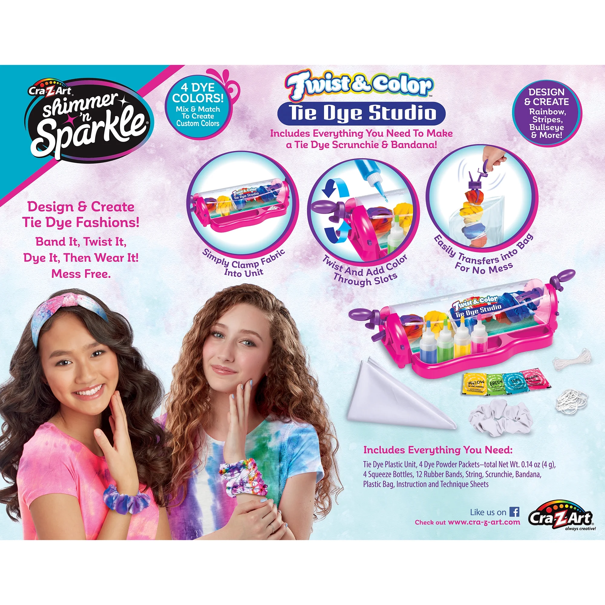 Shimmer 'N Sparkle: Twist & Color Tie Dye Studio Craft Kit, Ages 8+